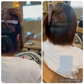 縮毛矯正×髪質改善　
髪質改善による、縮毛矯正をさせて頂きました。
かなりおススメです。 