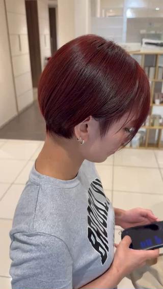 ショート カラー ブリーチ 縮毛/あすか🐯のヘアスタイル