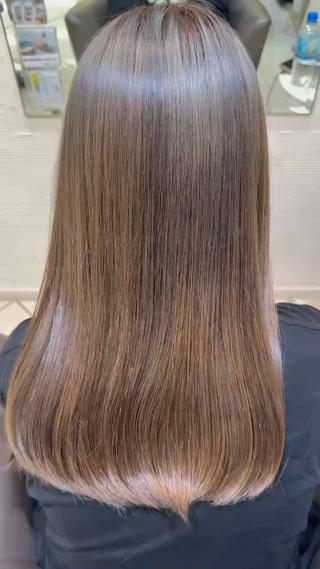 ミディアム カラー ブリーチ 縮毛/あすか🐯のヘアスタイル