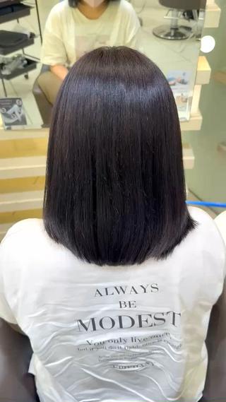 ミディアム カラー ブリーチ 縮毛/あすか🐯のヘアスタイル