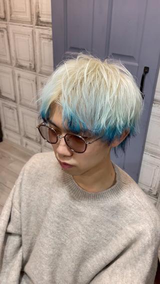 カラー メンズ ショート F.hair salon所属・ハイトーン×髪質改善 🌈しゅんだい🌈のヘアスタイル