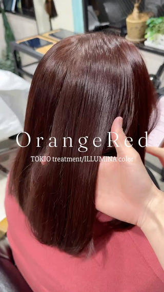 髪質改善ストレート×ヘアカラー
オレンジレッド 
