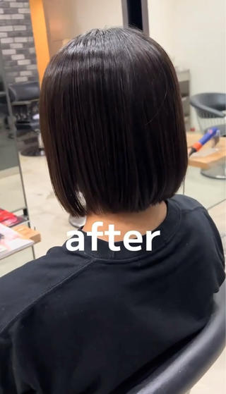 バッサリ50センチカット任せていただきありがとうございます
まとまりがいいボブで内巻き、切りっぱなしもできる万能ボブです 