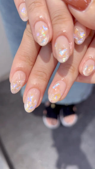 #ワンホンネイル #ブライダルネイル #韓国ネイル #オーロラネイル #ベージュネイル #オフィスネイル 
