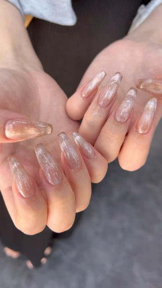 #マグネットネイル #ダブルマグネット #シンプルネイル #ベージュネイル #オフィスネイル #冬ネイル 