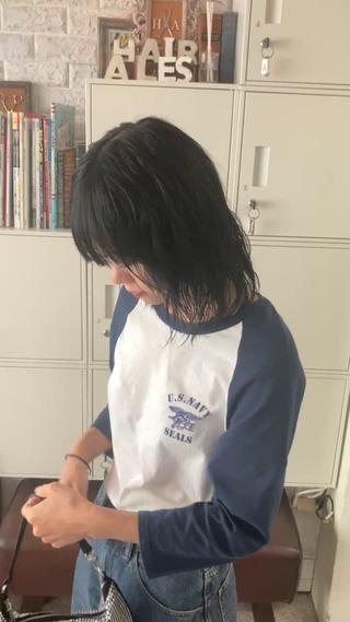 ミディアム パーマ ウルフレイヤー エクステ/kokiのヘアスタイル