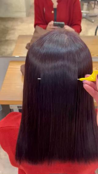 ミディアム カラー 艶カラー×艶髪矯正 /レイヤー✂️レオンのヘアスタイル