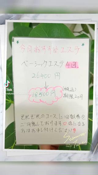 忙しい現代社会で、肌のケアはますます重要になっています。そこで、私たちは高品質なエステ体験をより多くの方にご提供するために、特別価格の4回セットコースをご用意しました。通常価格よりもお得な18500円で、本格的なエステを体験してみませんか？

4回のエステで得られる効果？

4回のエステでは、お客様の肌に合わせた特別なケアを行います。当サロンのエステティシャンは全員がプロフェッショナルで、豊富な経験を持っています。定期的なケアによって、肌が滑らかになり、輝きとハリを取り戻すことができるでしょう。

特別価格、期間限定！！！ 