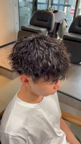 ショート パーマ メンズ 心斎橋メンズパーマ/ シャドウ/山下拓実のヘアスタイル