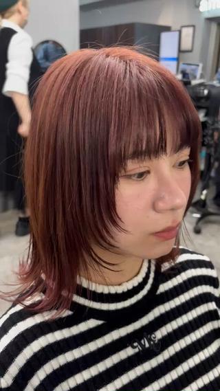 ミディアム 🌟髪質改善ケアカラ ー美髪縮毛矯正y🌟のヘアスタイル