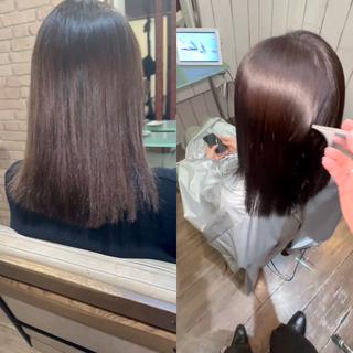 セミロング カラー ヘアアレンジ MiU所属・韓国×髪質改善×美髪 縮毛矯正×レイヤーのヘアスタイル