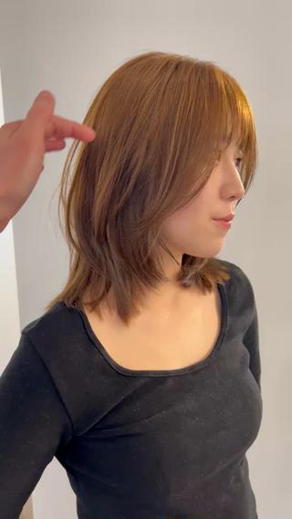 柔らかなカラーのみのオリーブベージュと柔らかなレイヤーカット◎
ふわっとした動きが◎ 