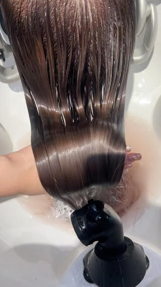 ロング 縮毛矯正/ブリーチ 無しWカラーのヘアスタイル