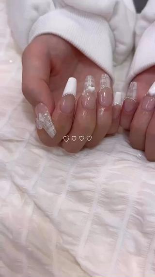 チェック柄ネイル/スカルプネイル/地雷系ネイル/リボンネイル 