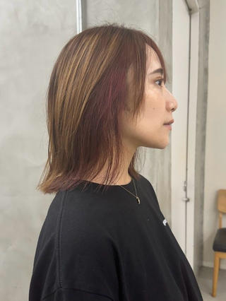 ミディアム カラー メンズカット パーマ[佐橋]のヘアスタイル