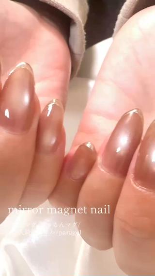 #マグネットネイル#ミラーフレンチネイル
 