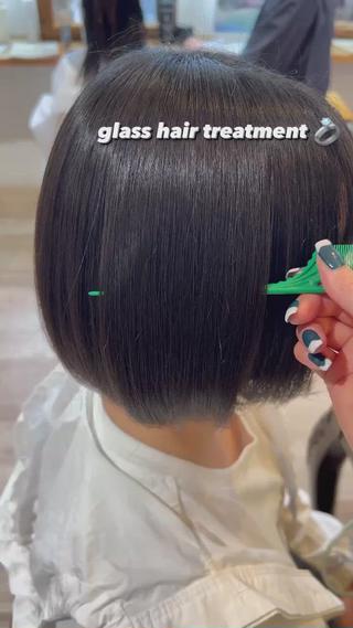 #髪質改善トリートメント#グラスヘアートリートメント#髪質改善#ショートヘア#ボブヘア#ミニボブ#ダークトーン 