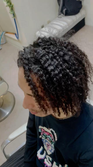 ハードパーマからマンバンアレンジ 