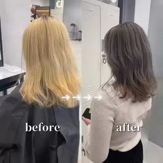 ミディアム カラー ウルフ🐺/ボブ ハイトーン🌈/増田のヘアスタイル