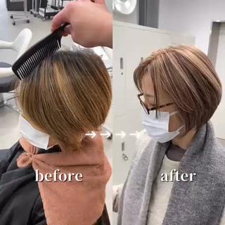 ショート カラー ウルフ🐺/ボブ ハイトーン🌈/増田のヘアスタイル