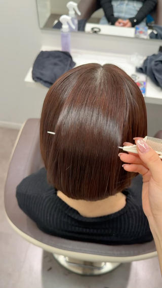 ショート カラー ヘアアレンジ 縮毛矯正🤍 盛れるボブ/ひかりのヘアスタイル