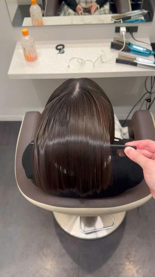 ミディアム カラー ヘアアレンジ 縮毛矯正🤍 韓国ヘア/ひかりのヘアスタイル