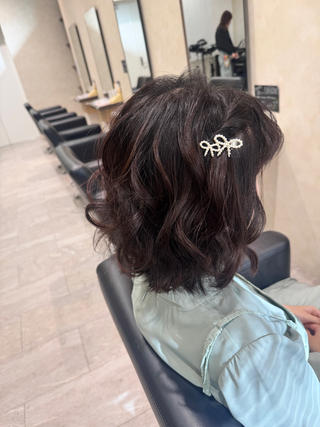 ねじりハーフツインのパーマ風アレンジ‪ꔛ‬ 