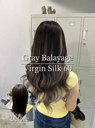 地毛だとハードルが高いバレイヤージュもエクステなら簡単に再現可能です 