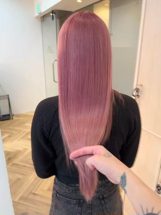 ブリーチ2回必須
柔らかいくすみピンク♡ 