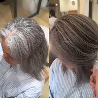 白髪ぼかしハイライト 