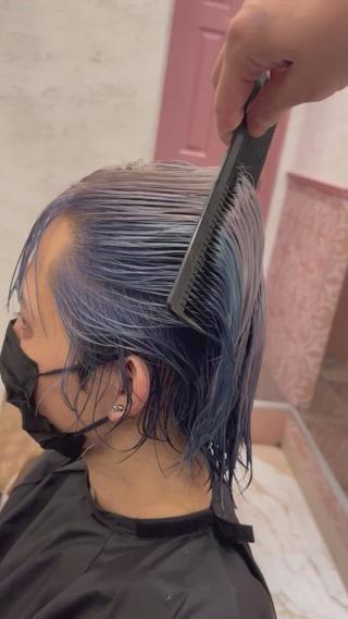 メンズ ブリーチなしダブル カラー縮毛矯正　下野のヘアスタイル