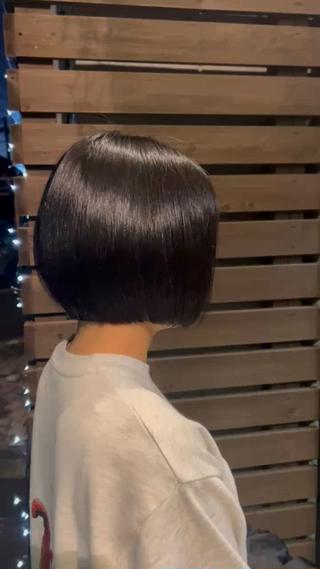 乾かすだけでまとまりのある艶のショートボブになりました 
