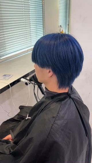 #メンズ #ダブルカラー #寒色 #ブリーチ #ブルー #透明感 