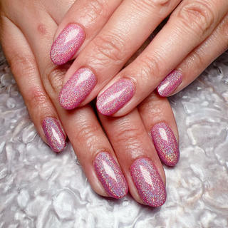 バービーピンクの上にレインボーパウダーをONっ！！

ビカビカにレインボーラメが輝いてめっちゃ可愛いです



Ricca gel 046M
Clou ダズリングパウダー　レインボー 