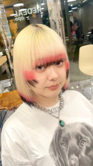 抜きっぱなしベース×ピンク＋ブラック狐カラー 