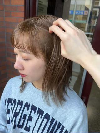 ブリーチ無しのオリーブベージュ 