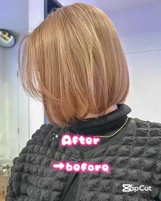 ミディアム カラー 🍓ケアブリーチ× レイヤーカット🍓のヘアスタイル