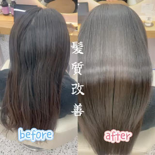 髪質改善／20代／ロング／縮毛矯正／艶髪／ストレート 