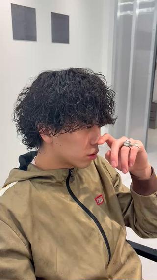 重ためマッシュウルフ×無造作波巻きパーマ