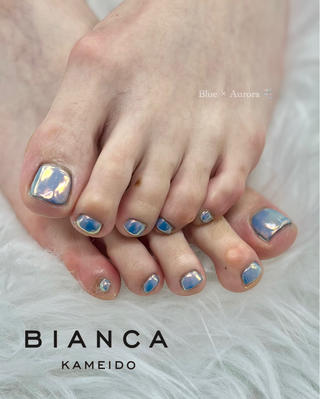 ターコイズブルーのベースにオレンジのオーロラ 
 