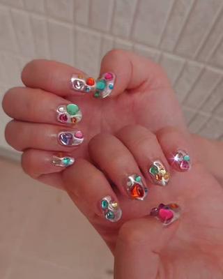 #個性派ネイル#カラフルネイル#ハートネイル#福岡ネイル#ミラーネイル#ショートネイル#自宅ネイルサロン#ジェルネイル 