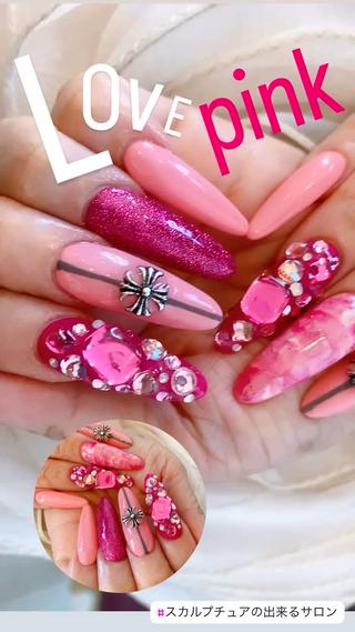 スカルプチュア
ピンク
ロングネイル 