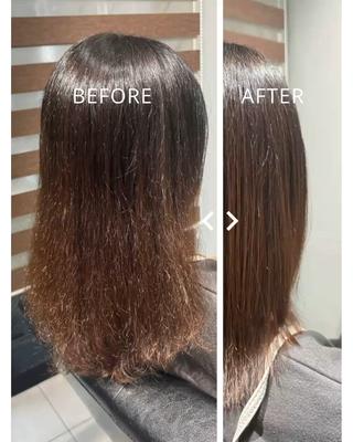 他店でのデジパ履歴で傷んでしまった髪の毛をメテオストレートでツヤツヤに◎ 