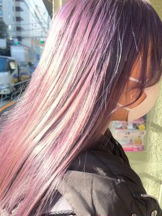 ロング カラー 艶髪/ハイトーン/ ヘアセット/モエノのヘアスタイル