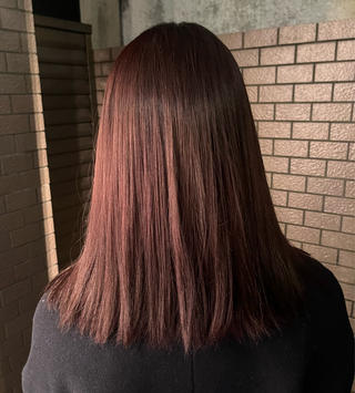 ミディアム カラー 艶髪/ハイトーン/ ヘアセット/モエノのヘアスタイル