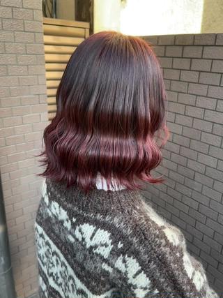 ミディアム カラー 艶髪/ハイトーン/ ヘアセット/モエノのヘアスタイル