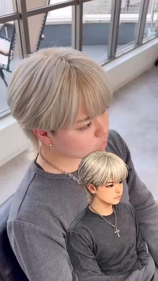 メンズ シエル岡山店所属・レイヤー／ハイトーン /岡山駅前/上野陸のヘアスタイル