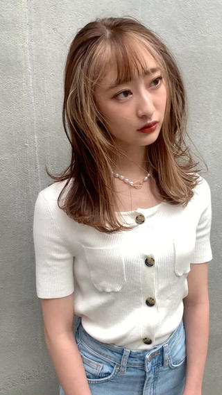 ミディアム カラー ヘアアレンジ ハイトーン/美髪矯正 🍃大江拓実のヘアスタイル