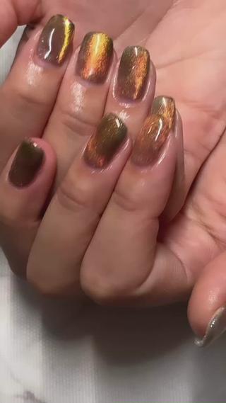 #マグネットネイル
マグネットジェルを2色使い
奥行きを出しています。
マグネットジェル使用の場合は
1カラーのメニューに適応されません
デザイン自由の選択をお願いします 