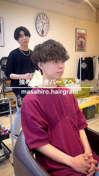 ショート パーマ メンズ masahiro 波巻きシャドウパーマのヘアスタイル
